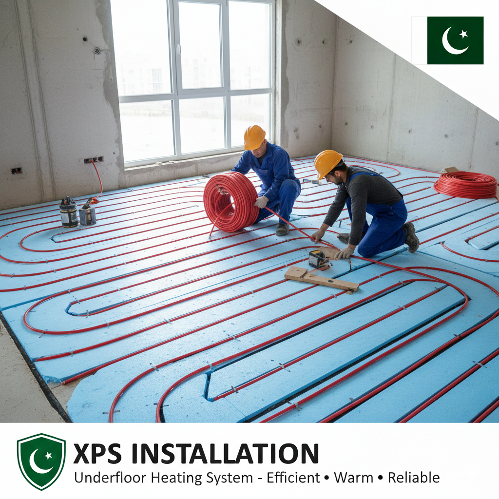 XPS Installation at underfloor heating system